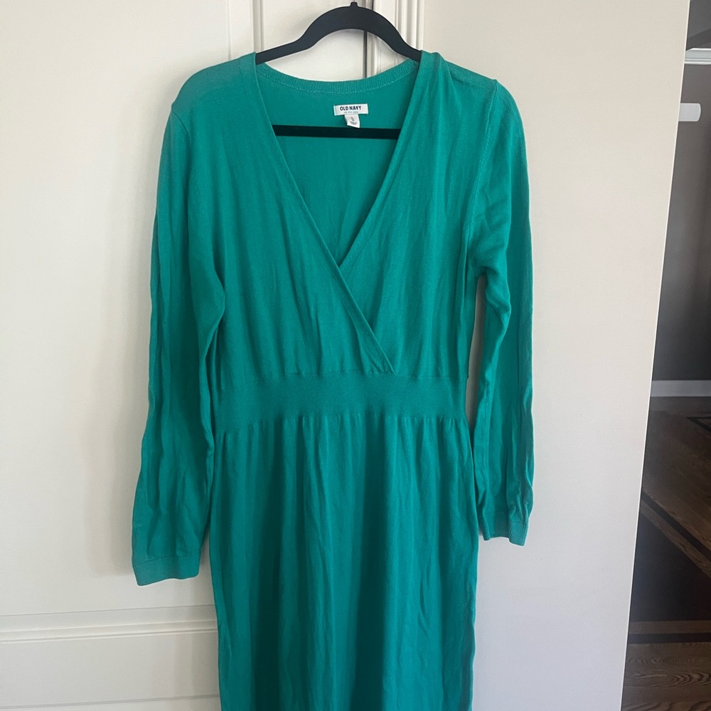Old Navy teal sweater maxi dress size XL flowy comfy tall women